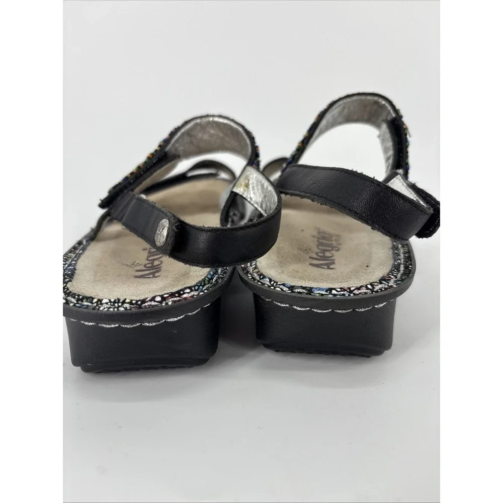 Alegria Verona Sandal Womens 9-9.5 EU 40 Black Leather Beaded Slingback Ver-649